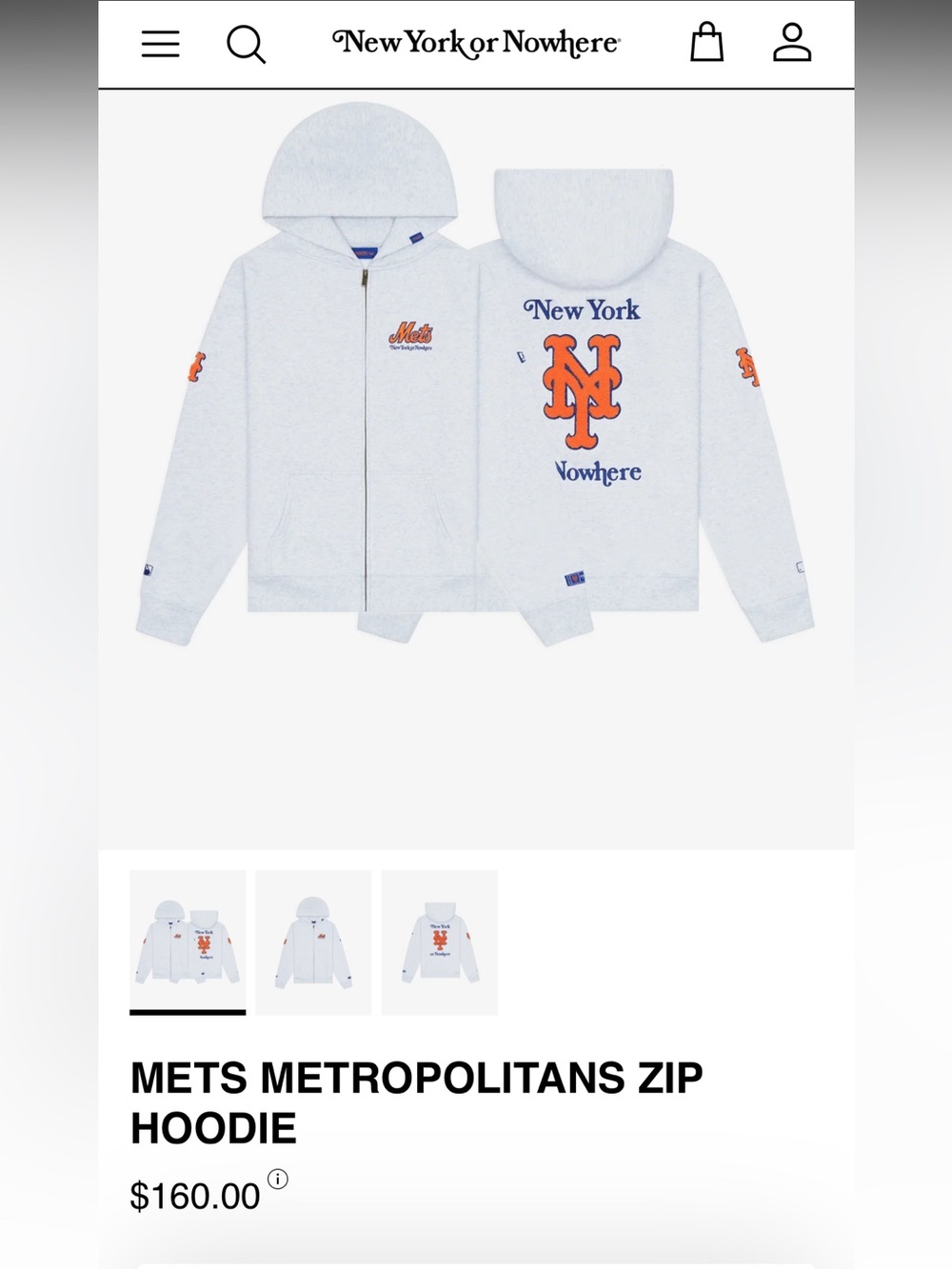 NYON x New Era x Mets 'Metropolitans' Zip Hoodie (Size S)